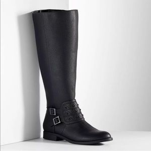 SIMPLY VERA WANG Wide Calf Boots Knee High BLACK